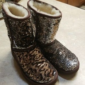 Ugg Sequin Leopard Print Boots Size 7